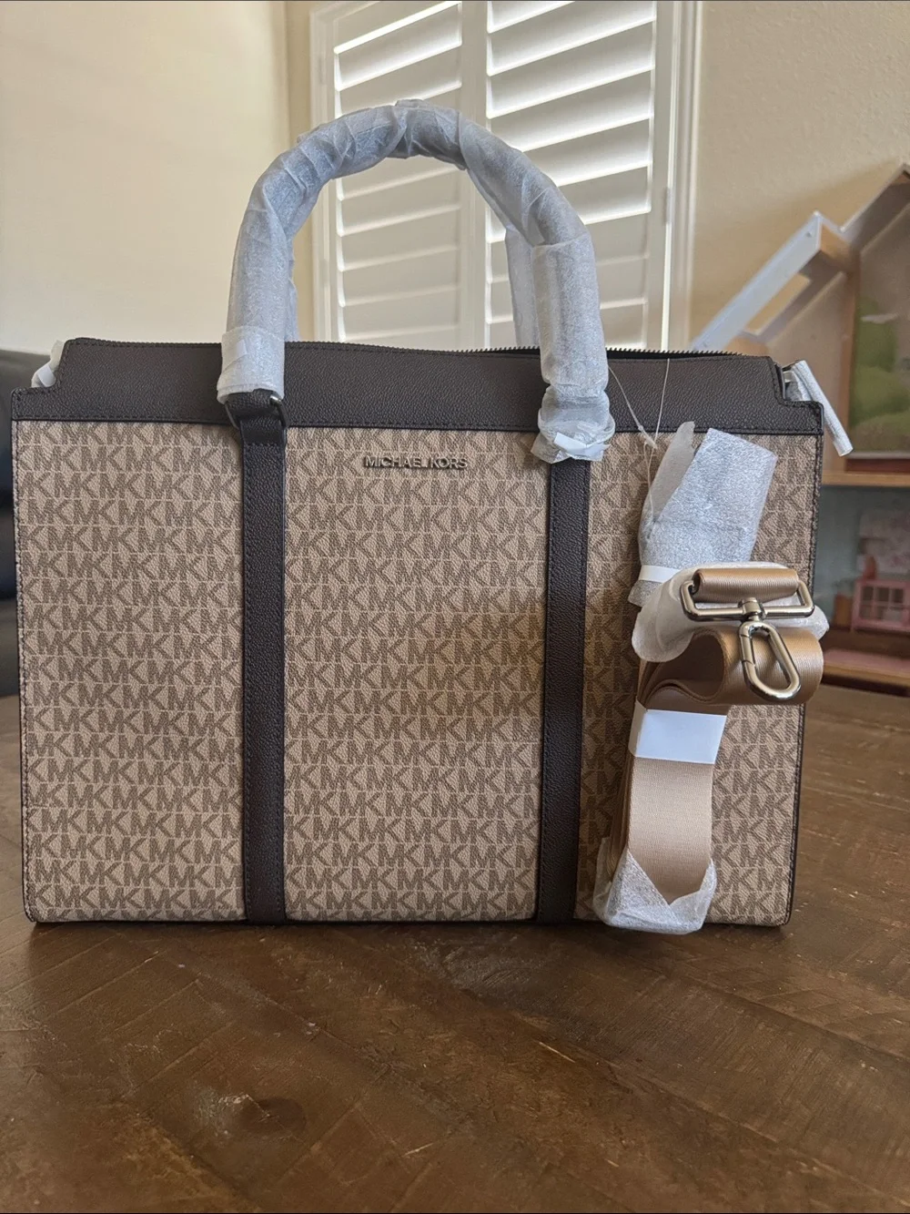 Michael Kors Cooper Husk Signature Briefcase with Detachable Strap
